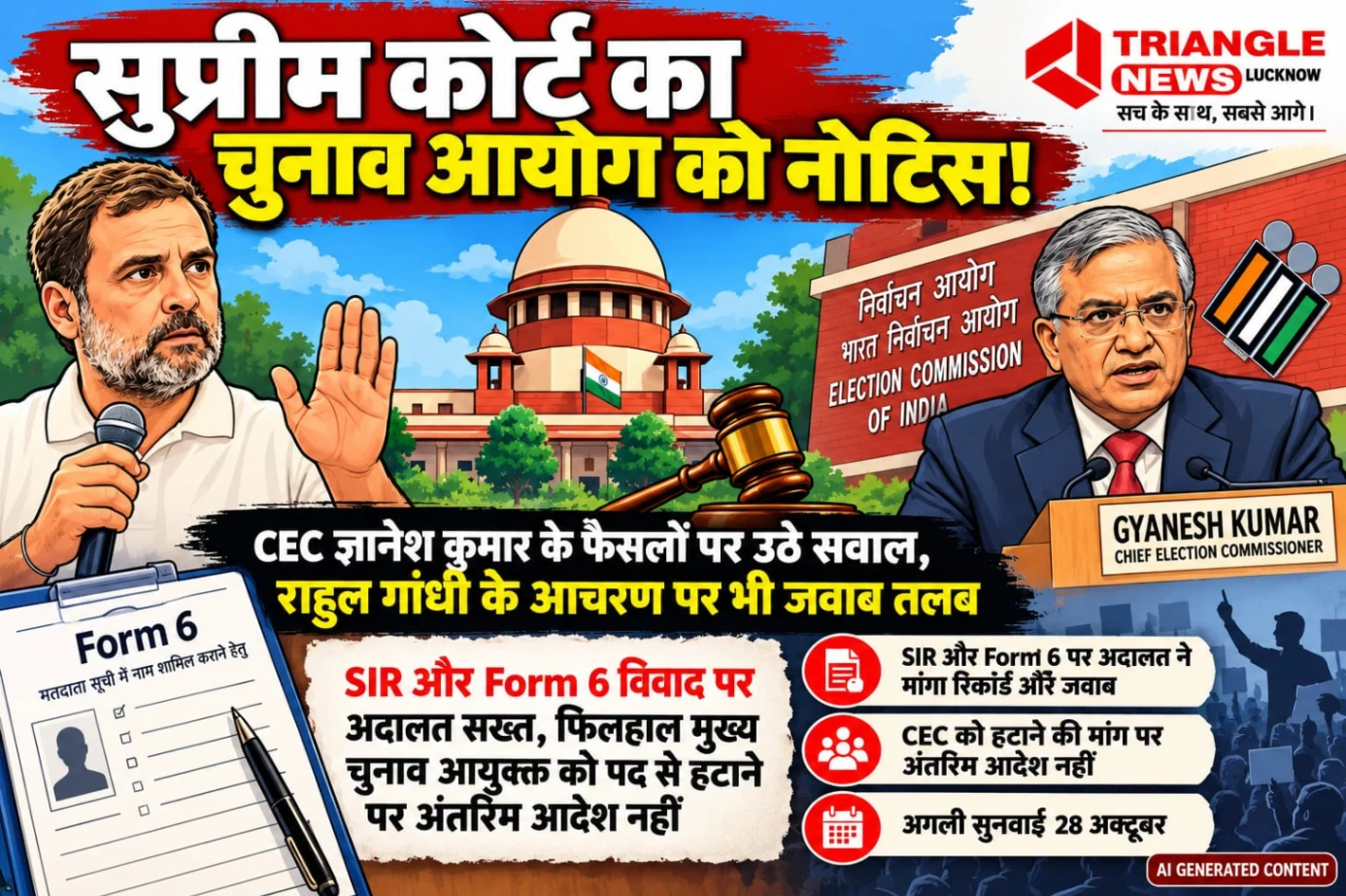 सुप्रीम कोर्ट का चुनाव आयोग को नोटिस! CEC ज्ञानेश कुमार के फैसलों पर उठे सवाल, राहुल गांधी के आचरण पर भी जवाब तलब
