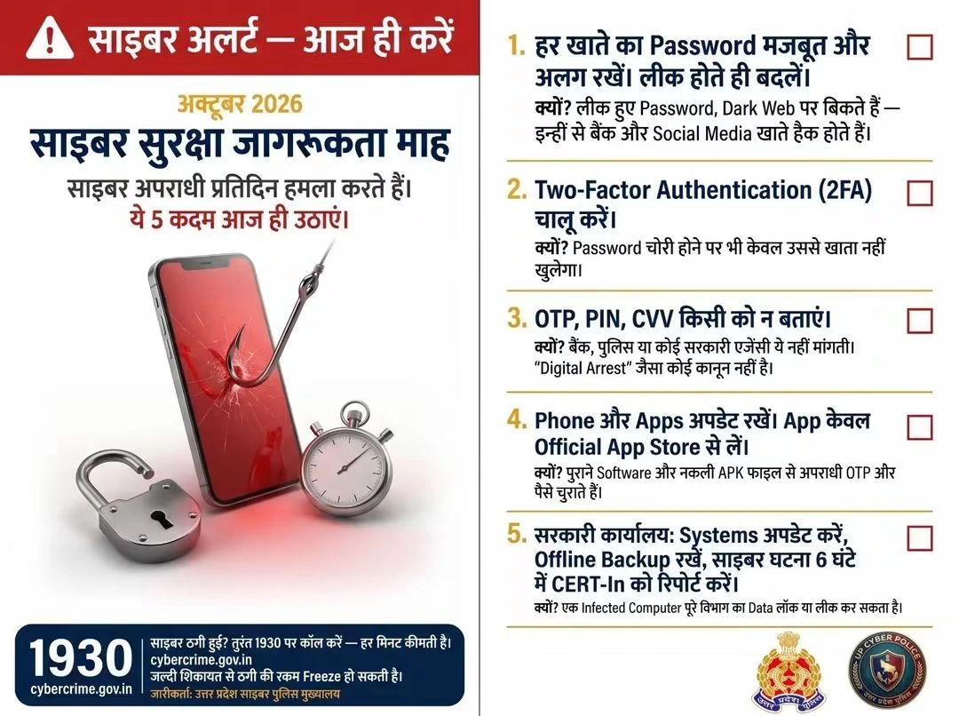 National Cybersecurity Awareness Month 2026: साइबर ठगी से बचने के लिए आज ही करें ये 3 काम